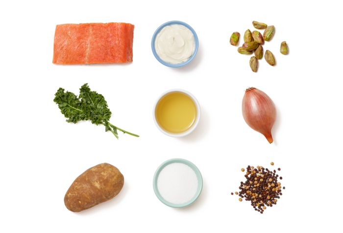 Seared Salmon & Roasted Potato Salad With Pickled Mustard - Searing (700x477), Png Download