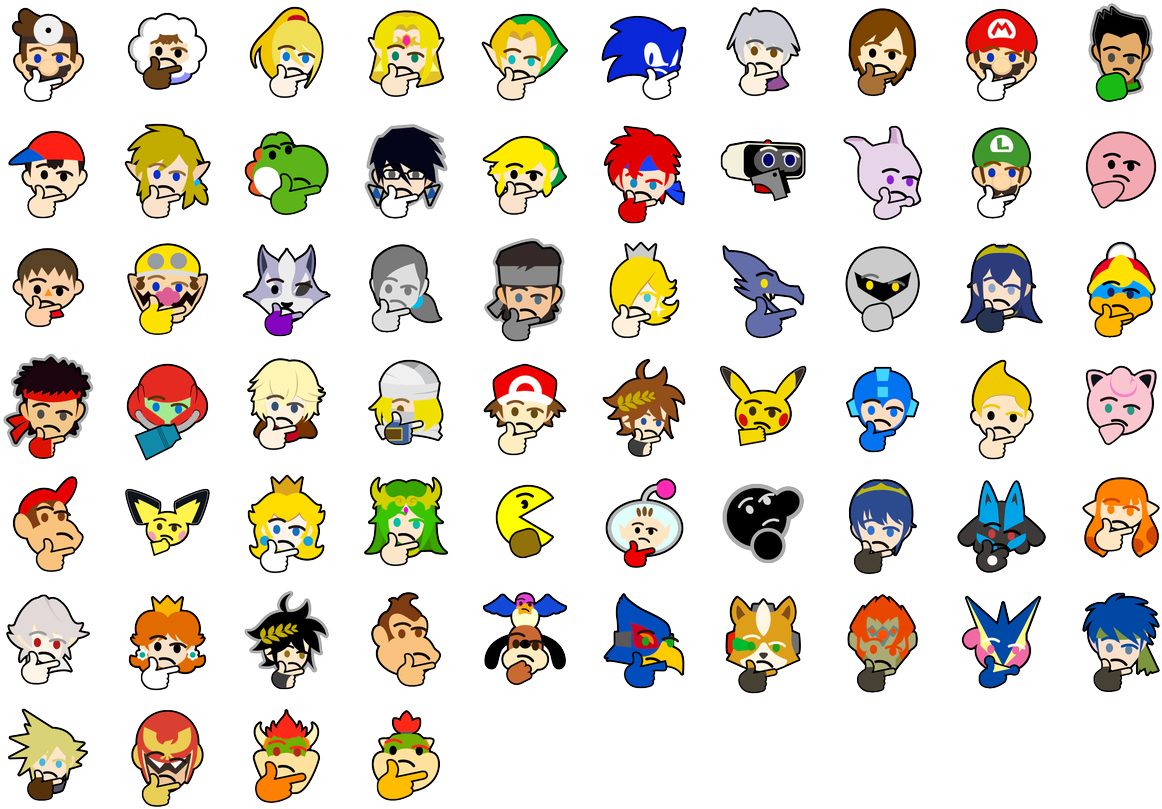 Super - Thonk - Bros - - Smash Bros Thinking Emoji (1200x837), Png Download