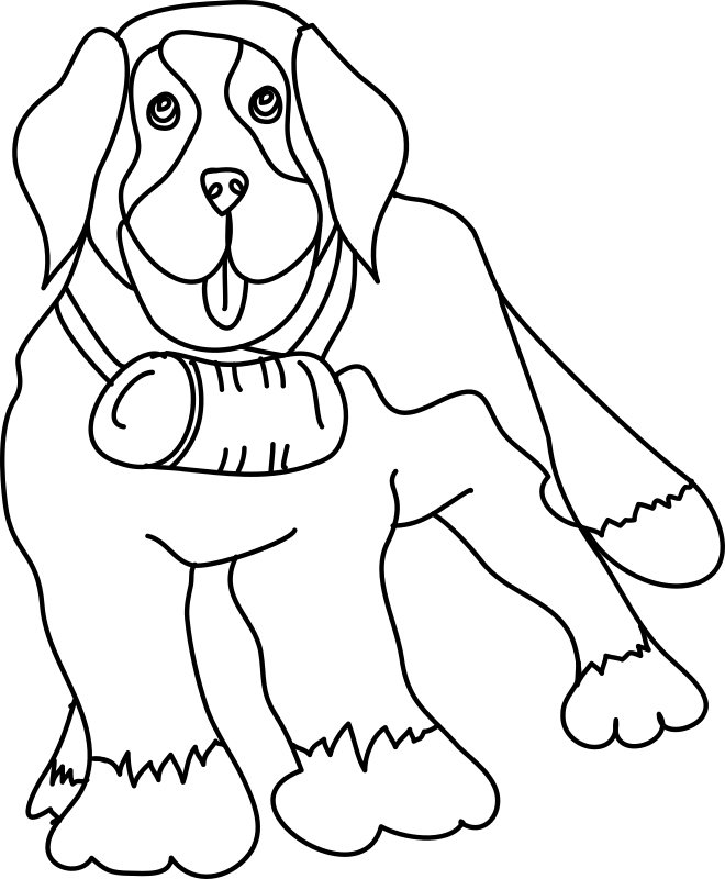 Medium Image - St Bernard Clip Art Black And White (660x800), Png Download