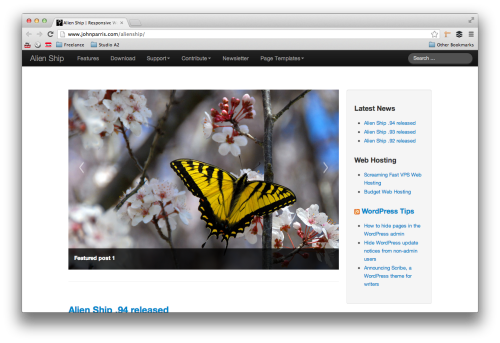 Alien Ship Is An Html5 Compliant Wordpress Theme Based - Butterfly (500x343), Png Download