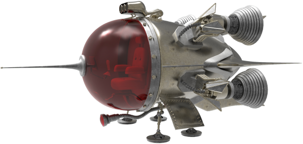 Retro Spaceship In Obj - Spaceship 3d Model Transparent (600x285), Png Download