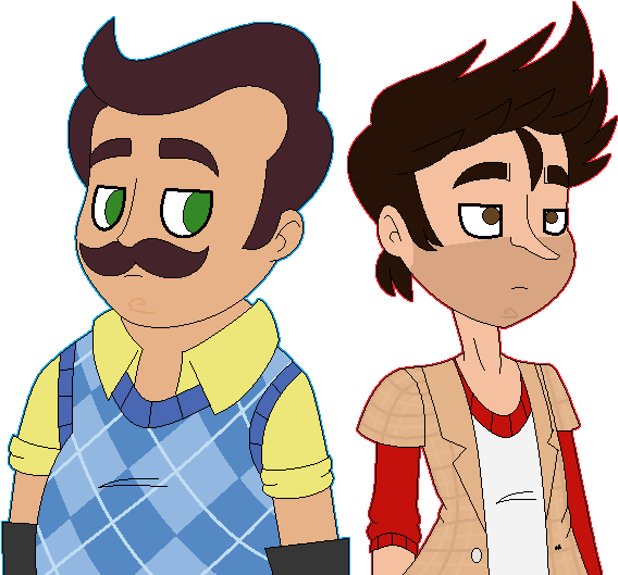 The Neighbor And The Player - Hello Neighbor And Player (581x530), Png Download