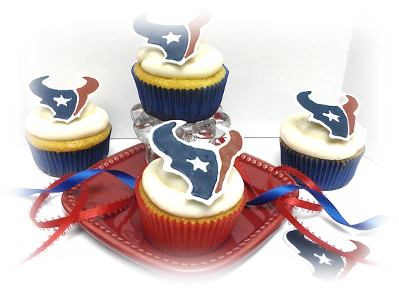 This Order Was For Vanilla Texans Themed Cupcake, So - Cupcake (565x419), Png Download