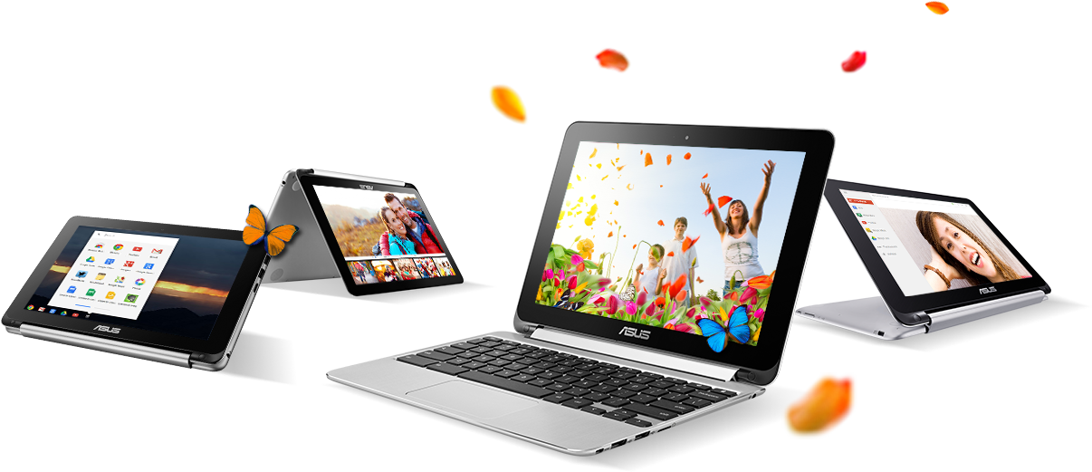 Asus C100pa 10.1" Convertible Chromebook (1206x521), Png Download