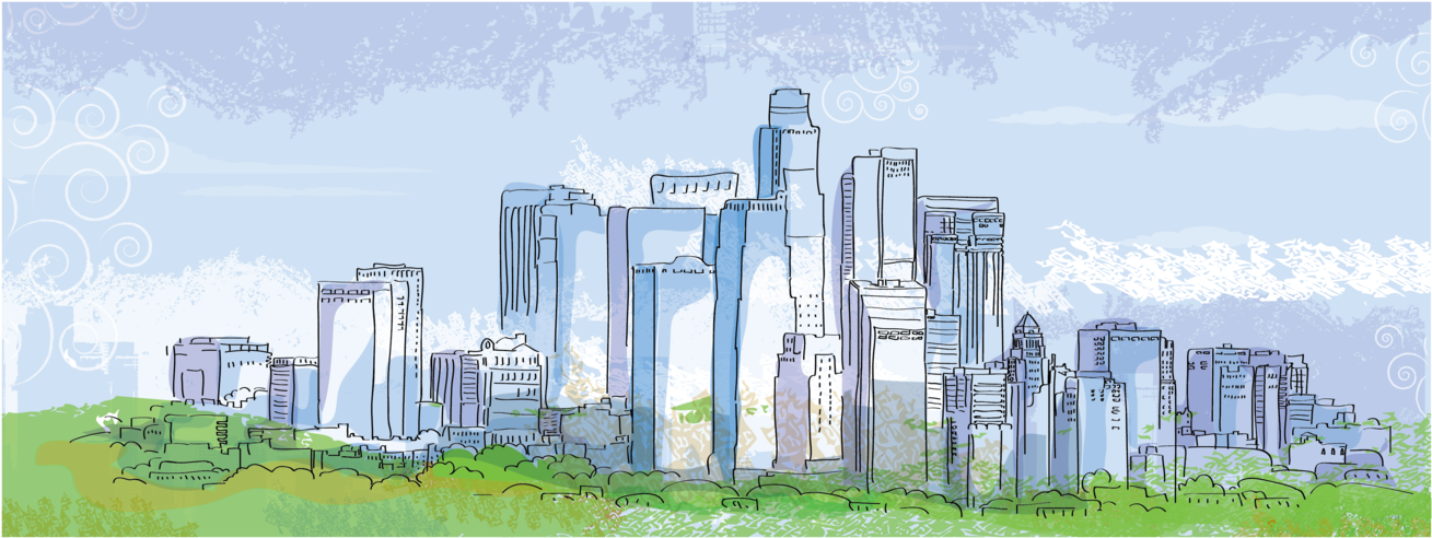 Los Angeles Skyline By Vladislava Vidal At Coroflot - Skyscraper (1400x530), Png Download