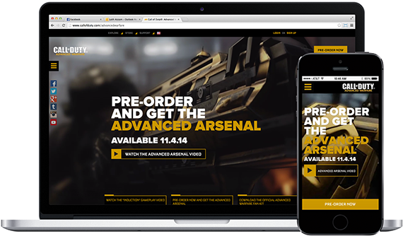 To Launch The Newest Call Of Duty Title, Advanced Warfare, - Mobile Phone (600x374), Png Download