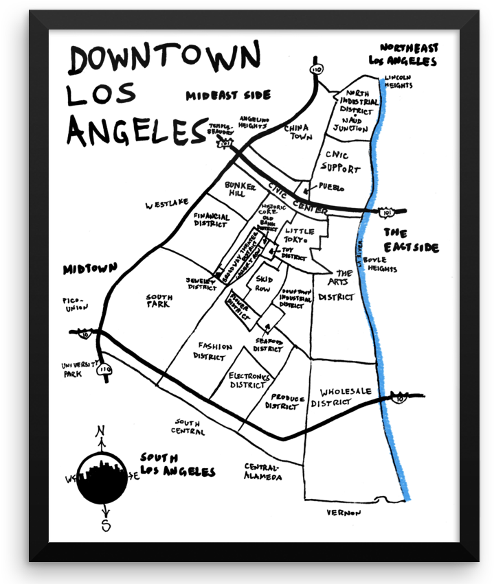 Wall Art / Downtown Los Angeles, California - California (737x877), Png Download