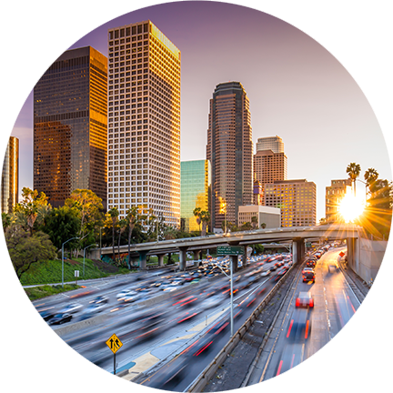 Angeles National Forest Are 20 Miles Northeast - Los Angeles Downtown At Sunset Wall Mural (432x432), Png Download