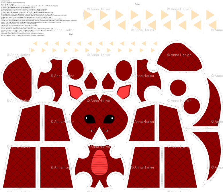 Baby Dragon Plushie Pattern Free (787x674), Png Download