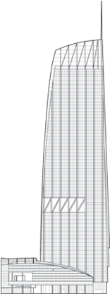 Wilshire Grand Center Outline - Wilshire Grand Tower Elevation (300x415), Png Download