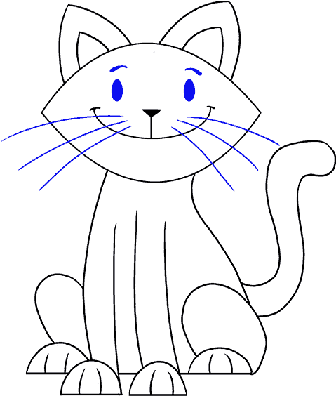 How To Draw A Simple Cat - Cat Drawing Easy (678x600), Png Download