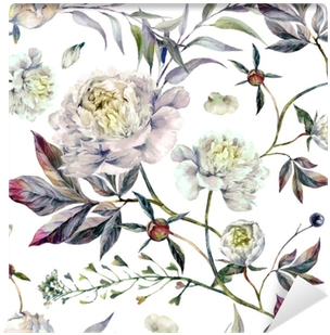 Watercolor White Peonies Pattern Wall Mural • Pixers® - Watercolor Painting (400x400), Png Download