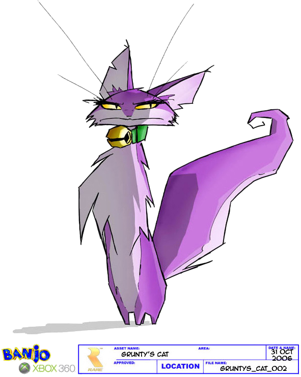 Piddles Concept Art - Banjo Kazooie Nuts And Bolts Gruntys Cat (608x755), Png Download