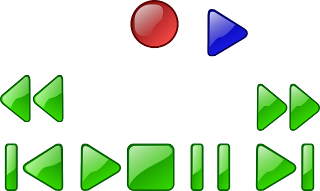 Dvd, Video, Icon, Blue, Button, Symbols, Media - Media Player Buttons (640x383), Png Download