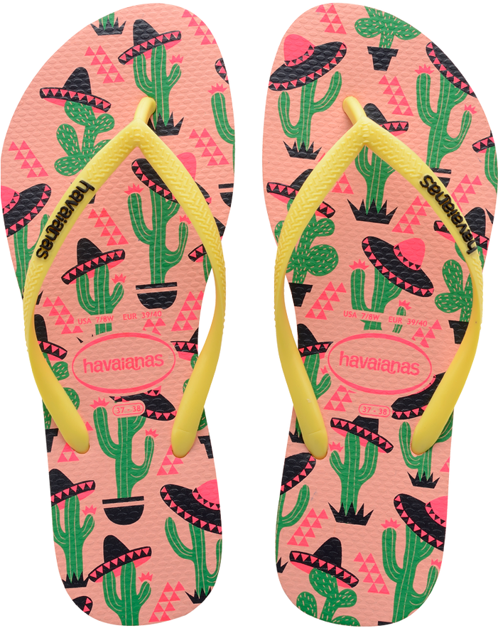 Havaianas Slim Cool Cactus Print Flip Flops I Everything - Havaianas Slim Cool Flip Flops Women's Sandals Light (700x897), Png Download