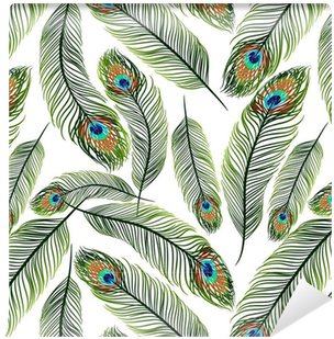 Seamless Texture With Peacock Feathers Wallpaper • - Swirling Peacock Feather (400x400), Png Download