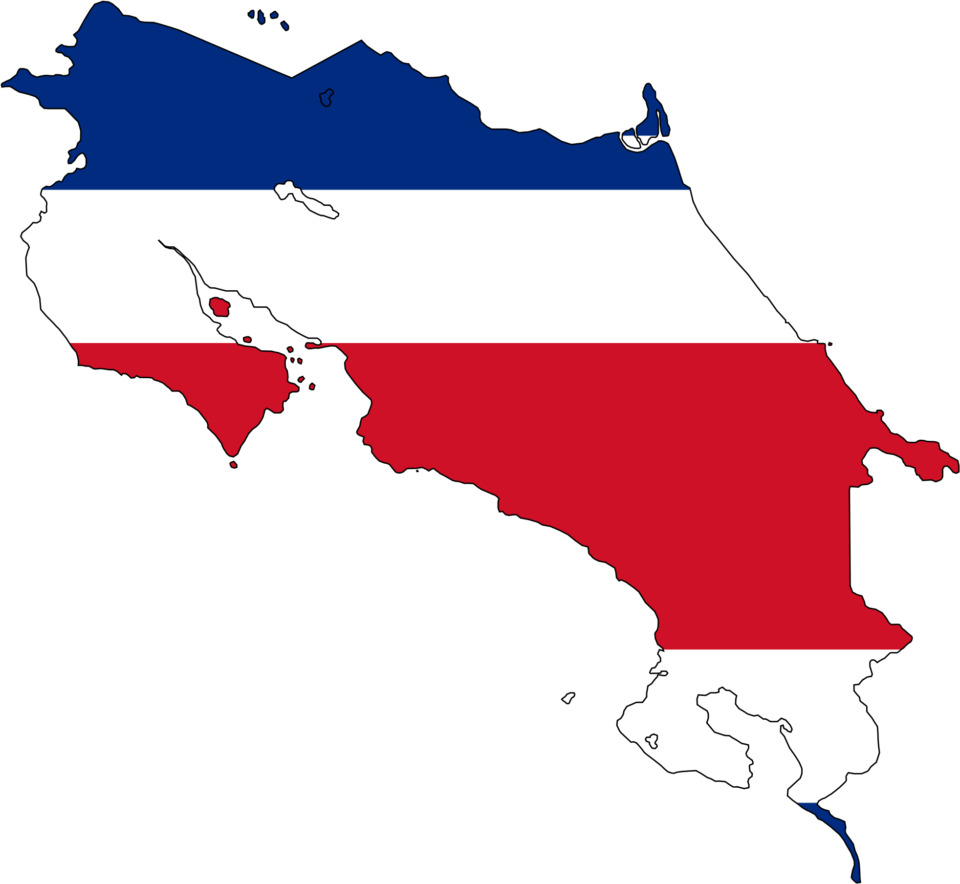 Costa Rica Flag Map (2048x1883), Png Download