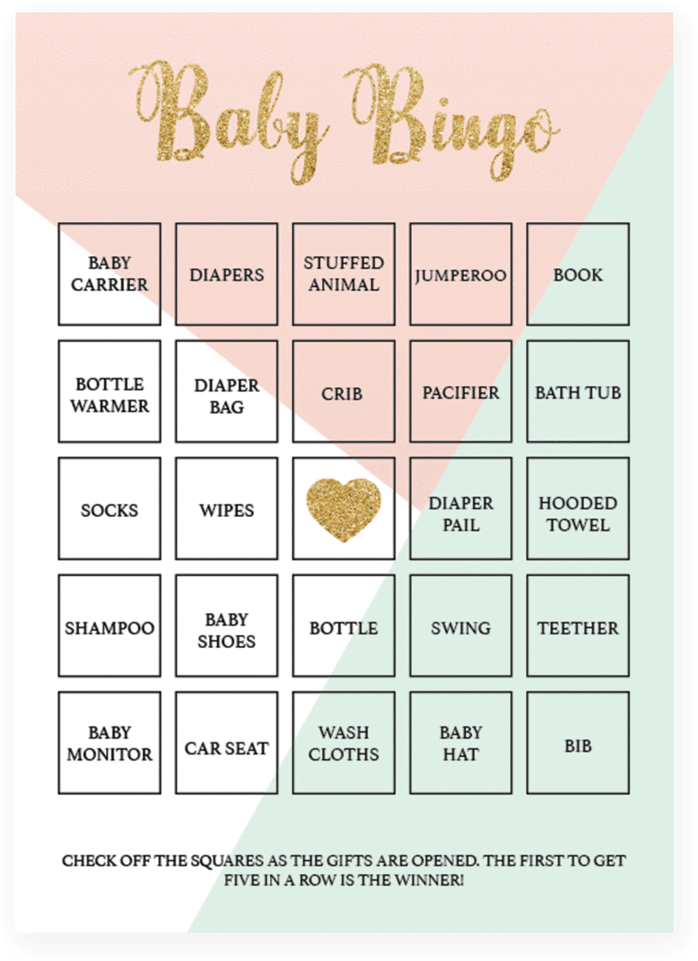 Pink And Mint Printable Baby Bingo Cards By Littlesizzle - Baby Bingo Printable (819x1024), Png Download