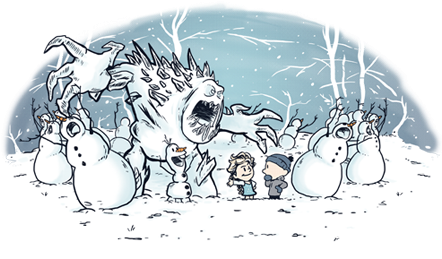 Frozen Meets Calvin & Hobbes (472x447), Png Download