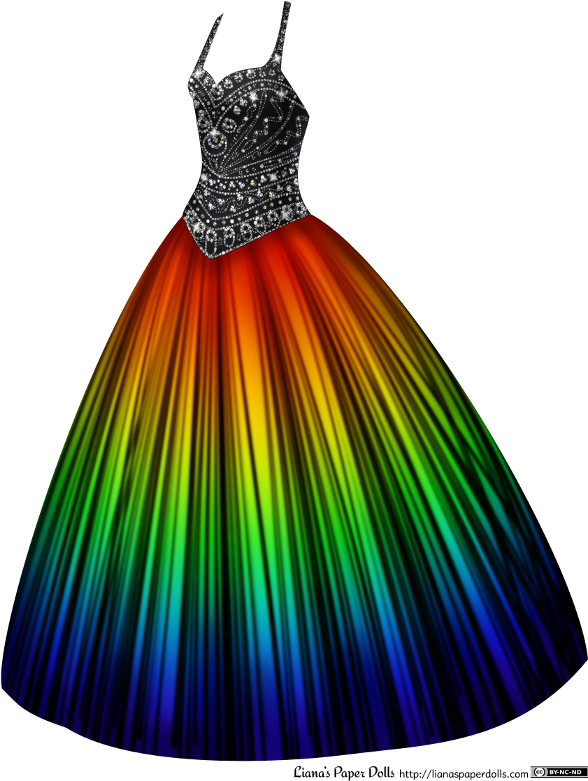 Prom Dress - Rainbow Ball Gown (840x1135), Png Download