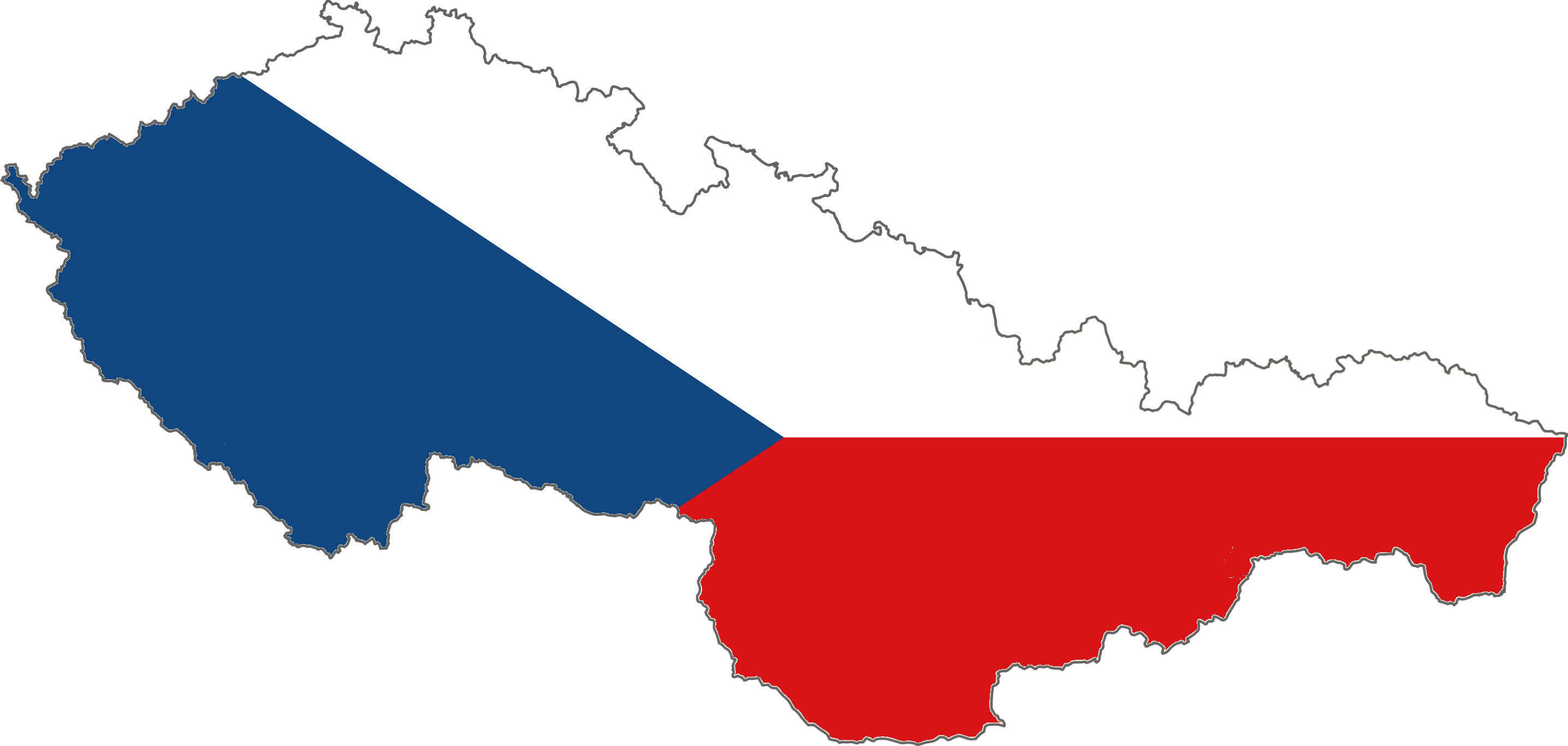Jpg Transparent Library File Flag Map Of Czechoslovak - Czech Republic Flag Map (2872x1367), Png Download