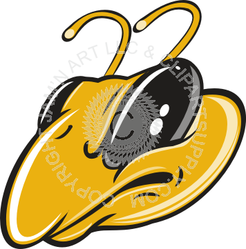 Bee Head Cartoon (356x361), Png Download