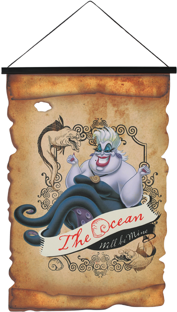 Villains Ursula Scroll Wall Decor - Disney The Little Mermaid Ursula Parchment Can Cooler (377x650), Png Download