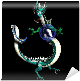 Magical Asian Dragon With Glowing Plasma Blue Orb Wall - Dragon (400x400), Png Download
