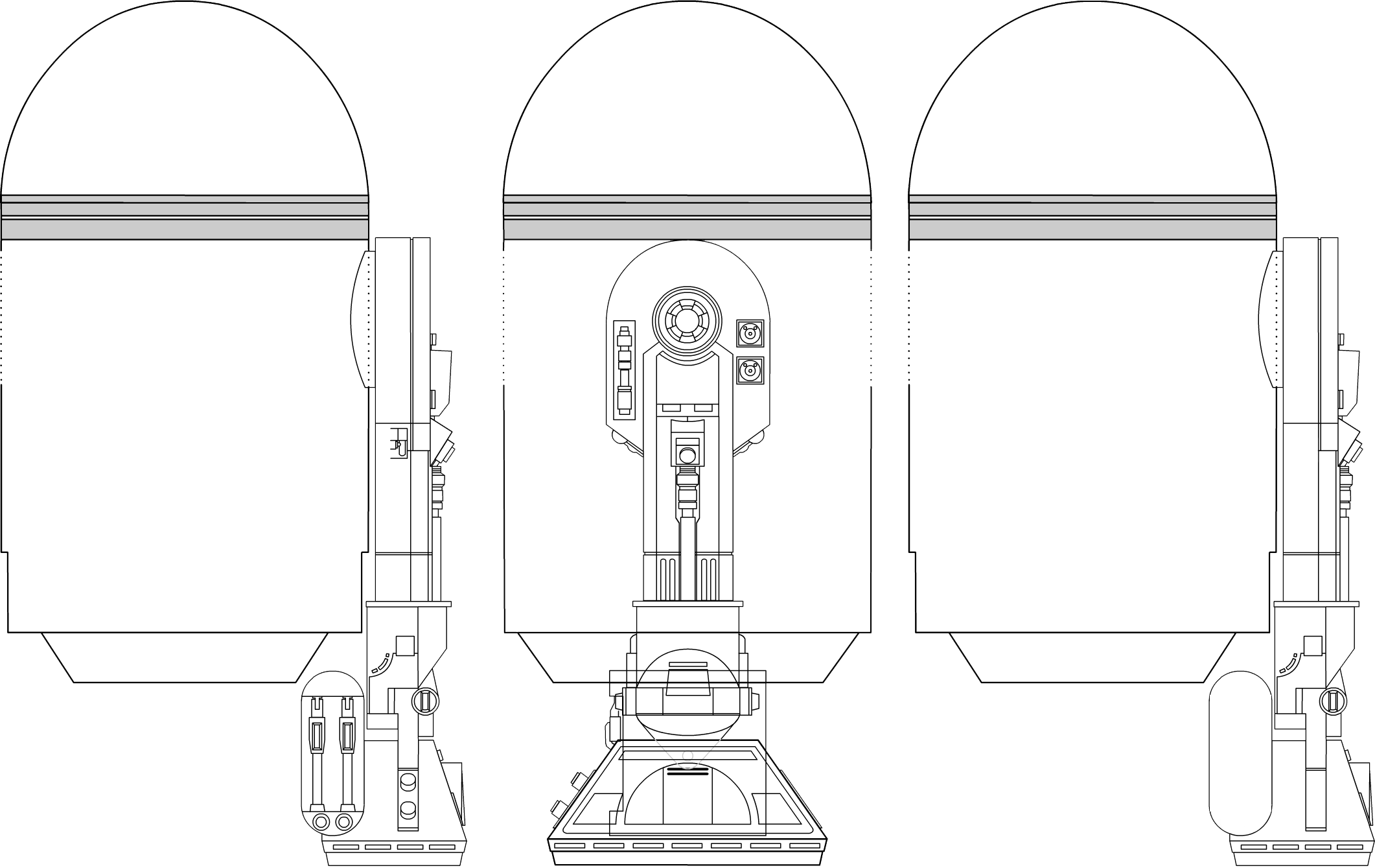 Wars R2d2 Blueprint - R2d2 Side View (2122x1339), Png Download