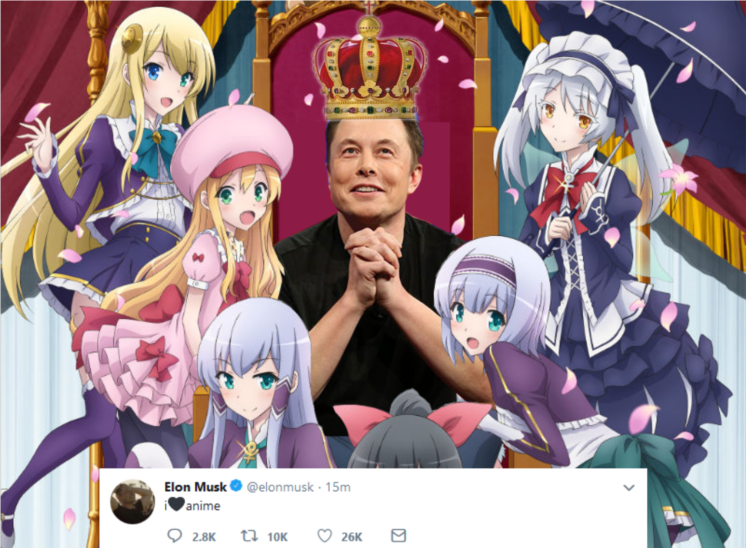 Elon Musk The Monarch Of Weebdom - Another World With My Smartphone (1920x1080), Png Download