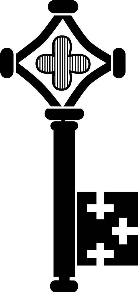 Key With A Rhombus A Flower And Crosses Comments - Icon (464x980), Png Download