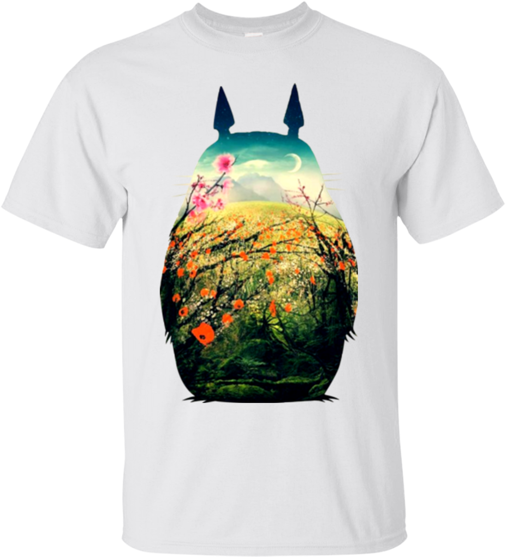Studio Ghibli Flowers Hoodies Sweatshirts - My Neighbor Totoro Fan Art (1155x1155), Png Download