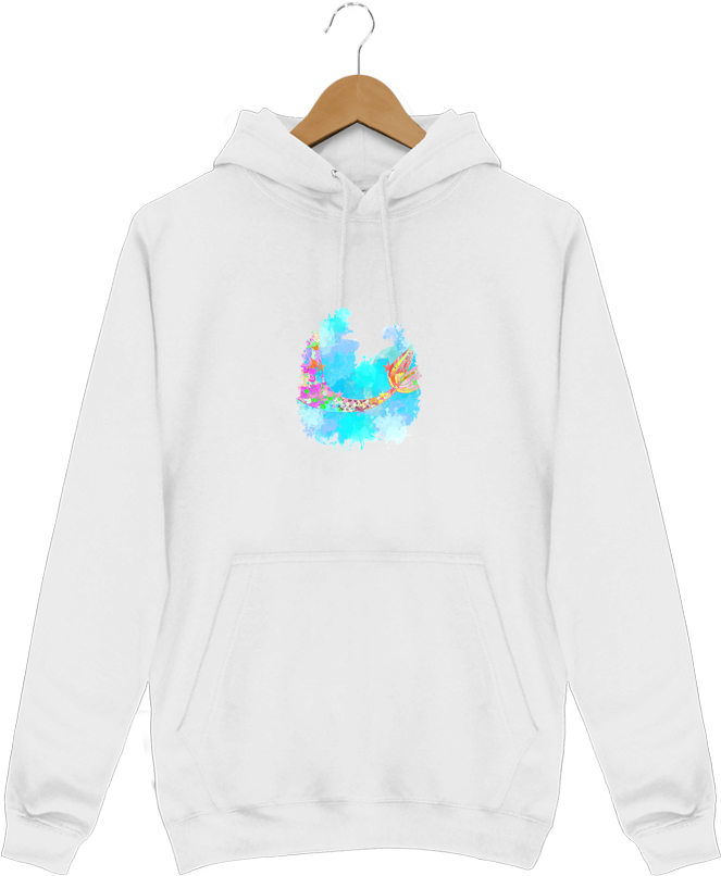 Sweat Shirt À Capuche Homme Watercolor Mermaid Par - Hoodie (690x850), Png Download