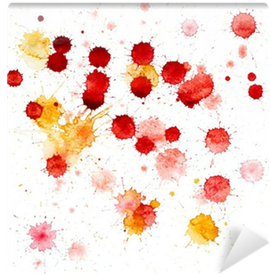 Red And Yellow Blots Of Watercolor Paint Wall Mural - Acuarela Blanco Y Negro (400x400), Png Download
