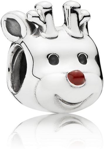 Red-nosed Reindeer, Red Enamel - Pandora Rudolph Charm (999x999), Png Download
