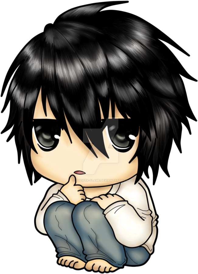 L Chibi Png Graphic Black And White Stock - Lawliet Chibi (774x1032), Png Download