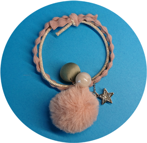 Pink Pompon Little Star Korean Style Hair Rubber Band - Hair (530x530), Png Download