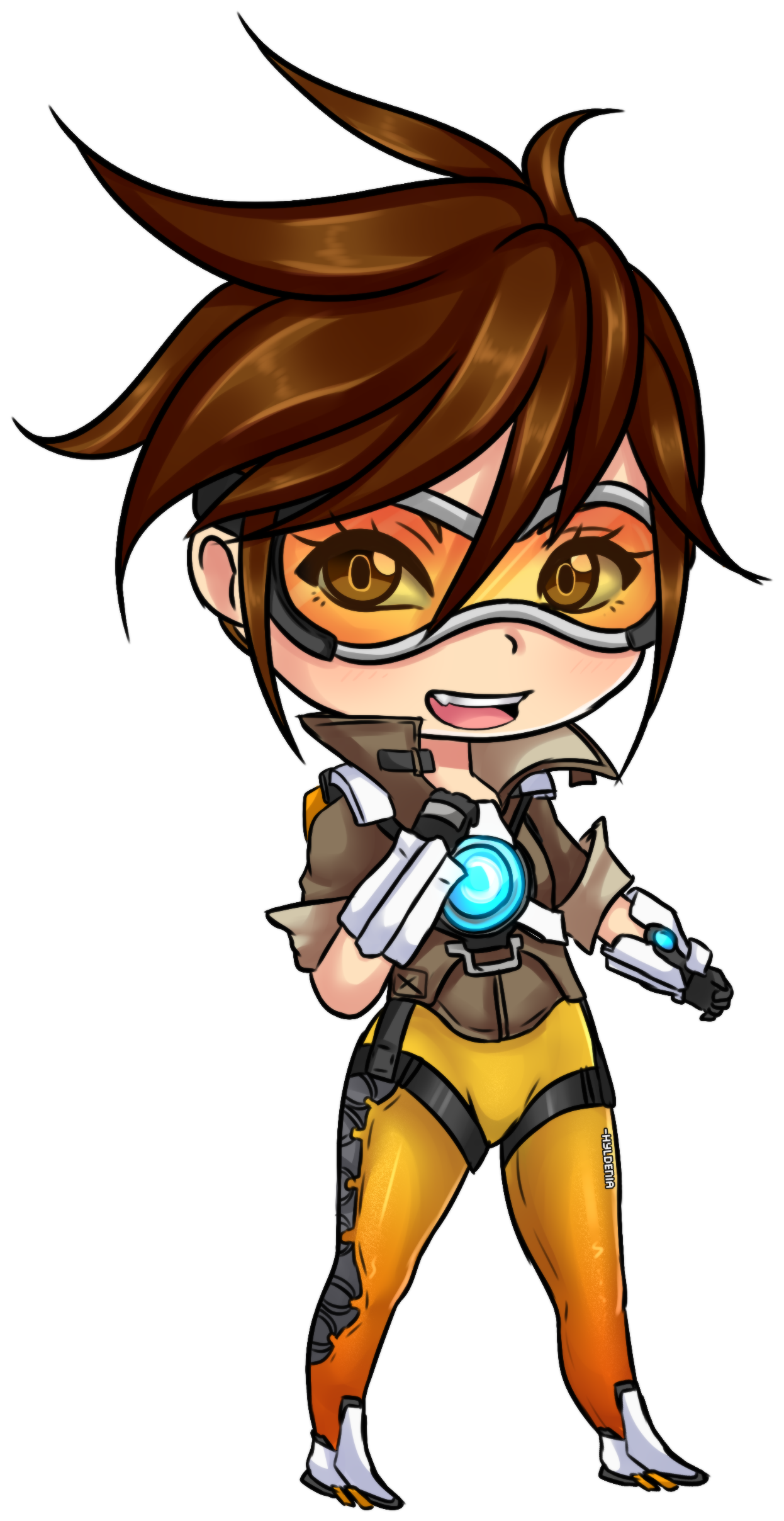Tracer By Lady - Overwatch Tracer Chibi (1415x2486), Png Download