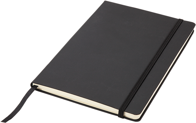 A5 Notebook With Elastic Band Closure Bf0035 - Black Notebook With Elastic Strap (700x700), Png Download