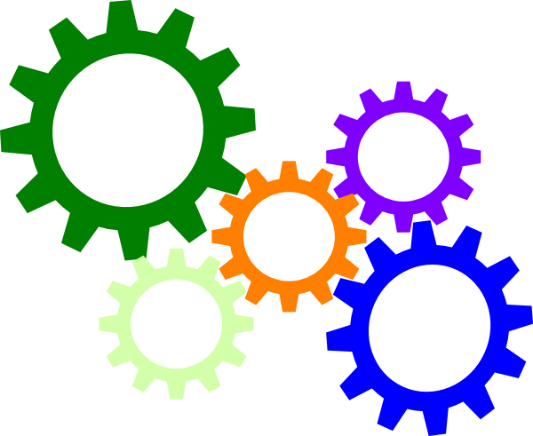 Five Cogwheels Clip Art - Cog Wheels (600x491), Png Download