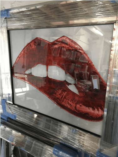 Sparkle Glitter Art Luscious Lips Red Mirrored Frame - Art (500x500), Png Download