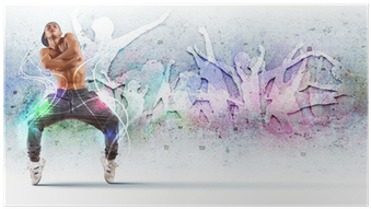 Young Man Dancing Hip Hop With Color Lines Poster • - Dance (400x400), Png Download