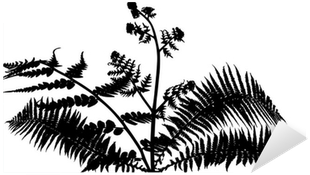 Fern Bush Silhouette Isolated On White Sticker • Pixers® - Silhouette (400x400), Png Download