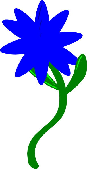 Blue Flower Clipart Stems Clipart - Single Flower With Stem Clipart (306x591), Png Download
