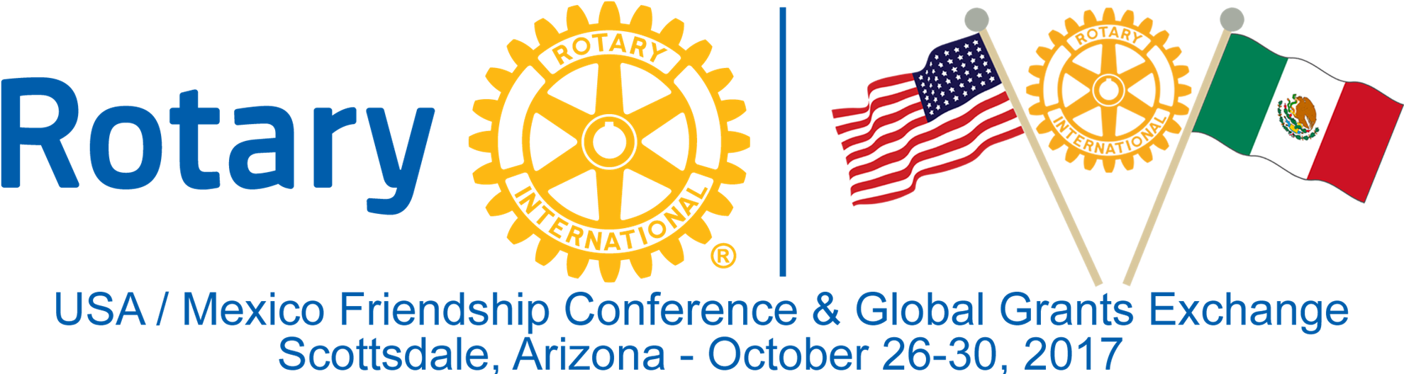 Mexican American Flag Png - Rotary International (1980x528), Png Download