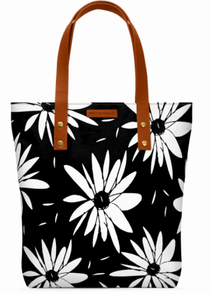 Chic Floral Black And White Daisy Pattern Classic Tote - Photography (300x420), Png Download