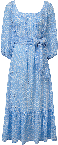 Laure Cornflower And White Daisy Eyelet Dress - Dress (414x600), Png Download