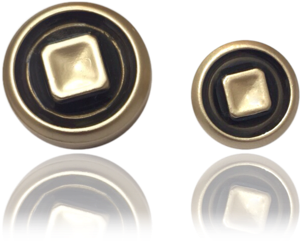 Rose Gold Black Circle Button - Gold (500x500), Png Download