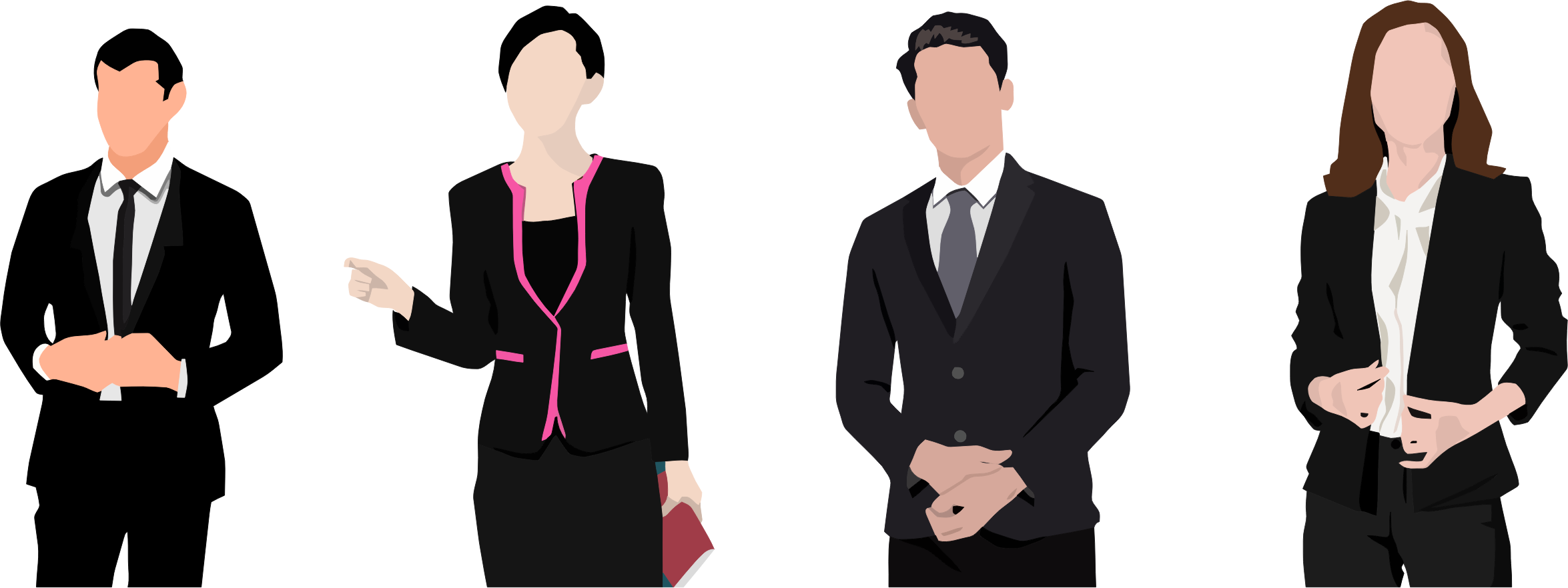 Banner Black And White Download Professionals Big Image - Business Man And Woman Clipart (2350x882), Png Download