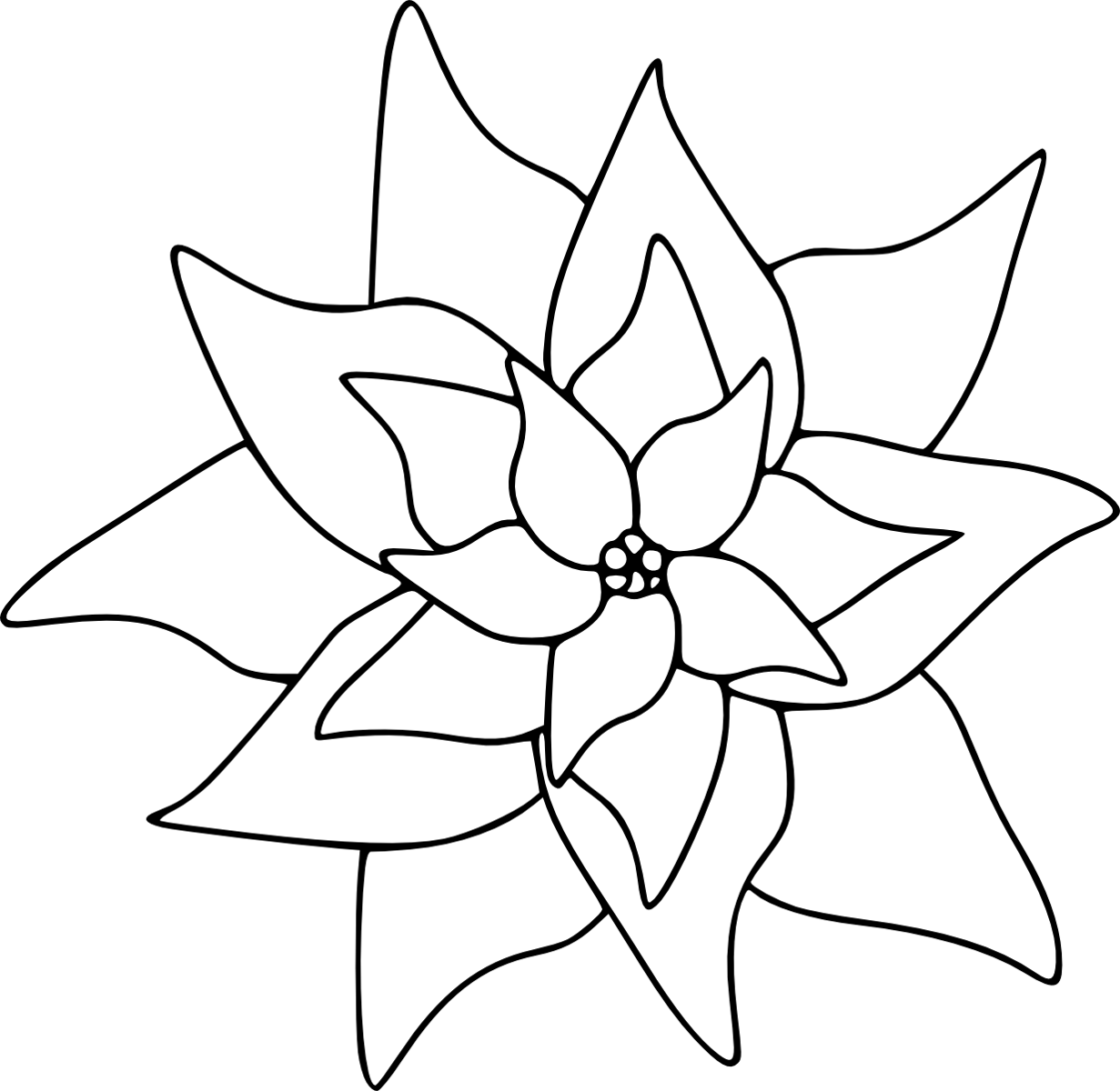 Poinsettia Clipart Paper Plate - Poinsettia Clipart Black And White (1231x1200), Png Download